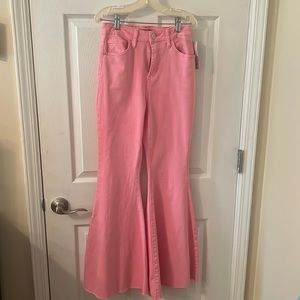 Pink bell bottom high waisted jeans never worn